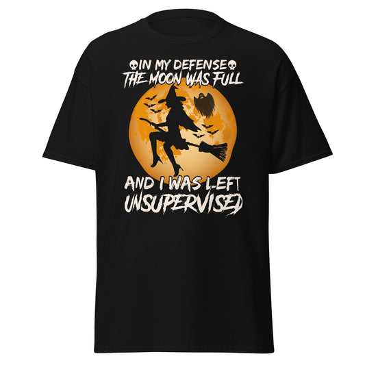 IN MY DEFENSE THE MOON WAS FULL AND I WAS LEFT UNSUPERVISED , Halloween Soft Style T-Shirt