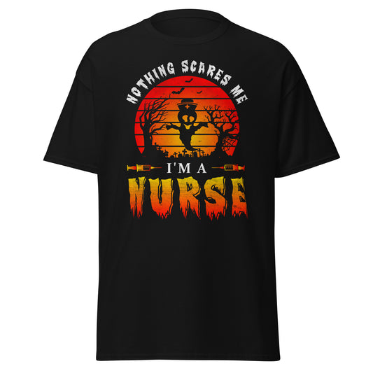 Nothing Scares Me I'm a Nurse , Halloween Design Soft Style Heavy Cotton T-Shirt