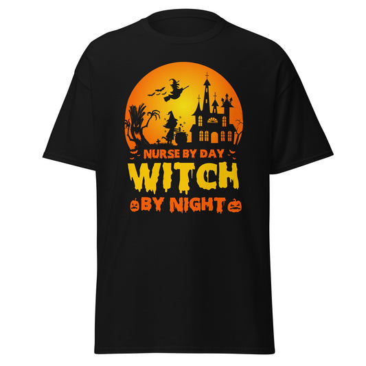 Nurse By Day Witch By Night , Halloween Design Soft Style Heavy Cotton T-Shirt