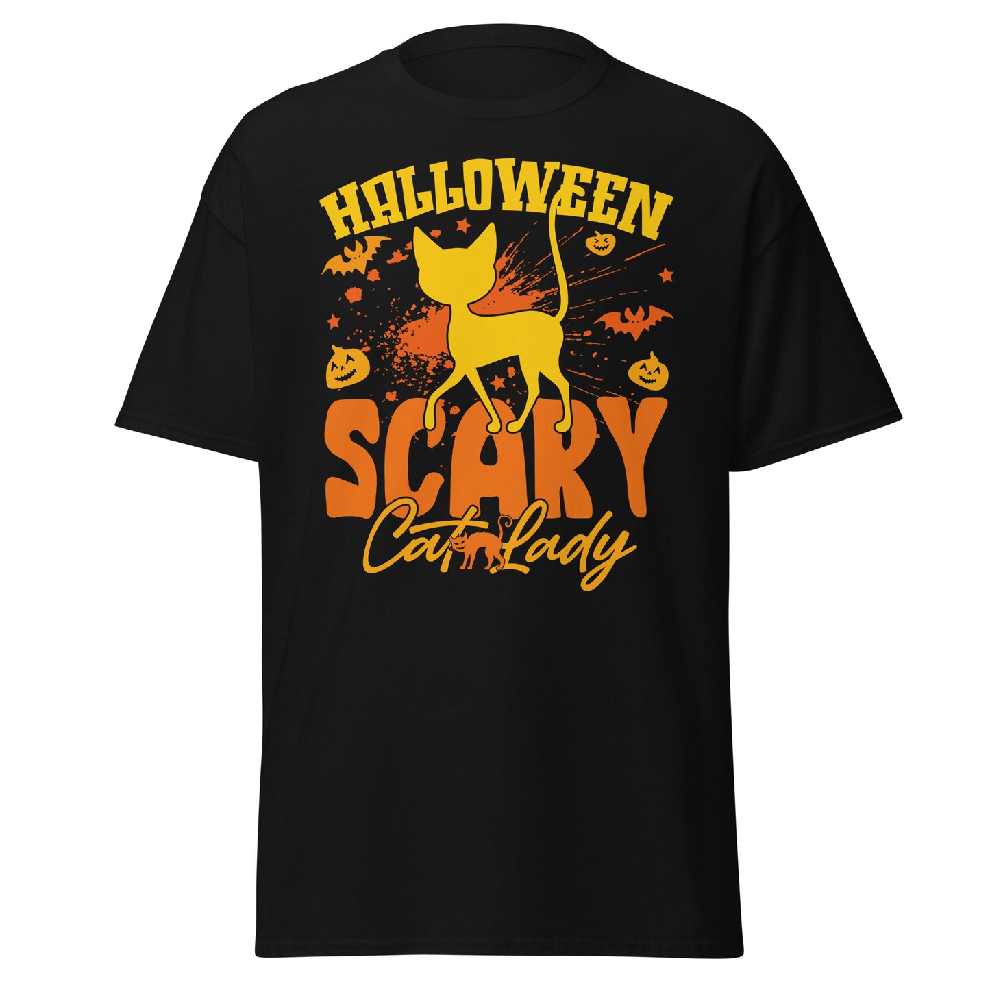 Scary cat lady , Halloween Design Soft Style Heavy Cotton T-Shirt