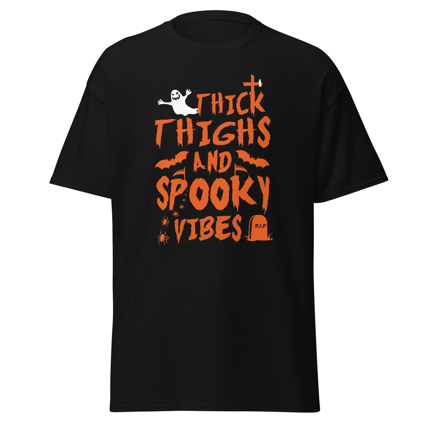 Thick Thighs & Spooky Vibes , Halloween Design Soft Style Heavy Cotton T-Shirt