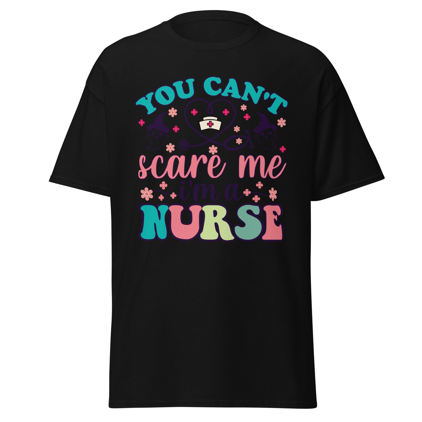 You can't scare me i'm a Nurse , Halloween Design Soft Style Heavy Cotton T-Shirt