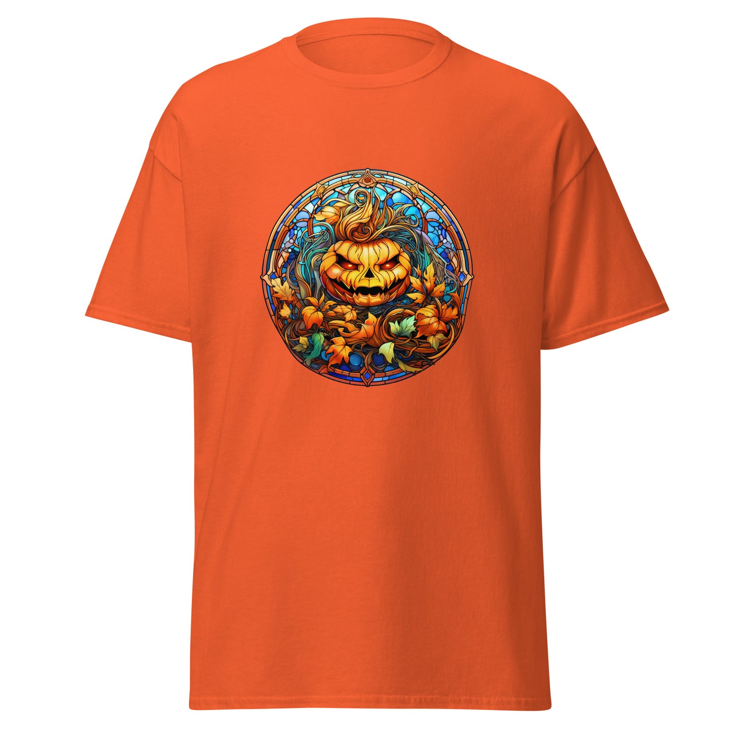 Stained glass Halloween Pumpkin , Halloween Design Soft Style Heavy Cotton T-Shirt