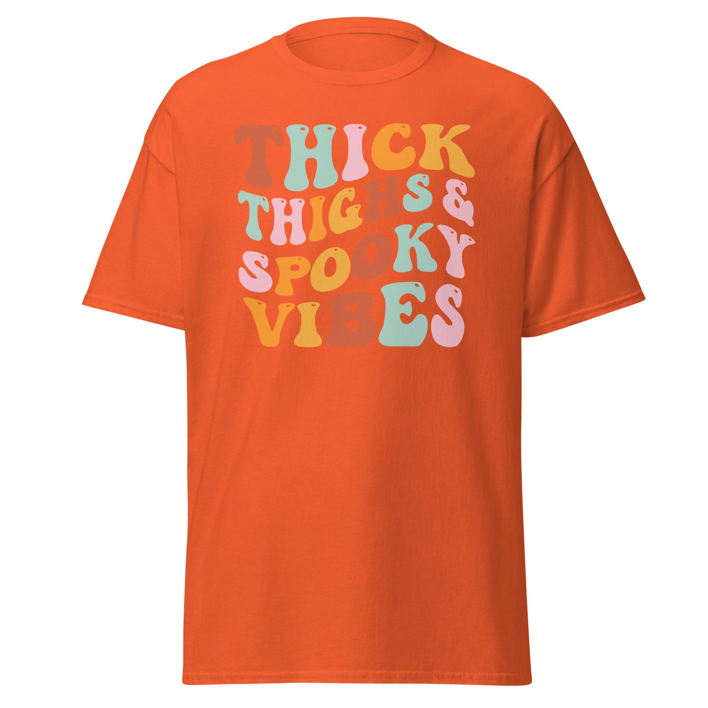 Thick Thighs & Spooky Vibes , Halloween Design Soft Style Heavy Cotton T-Shirt