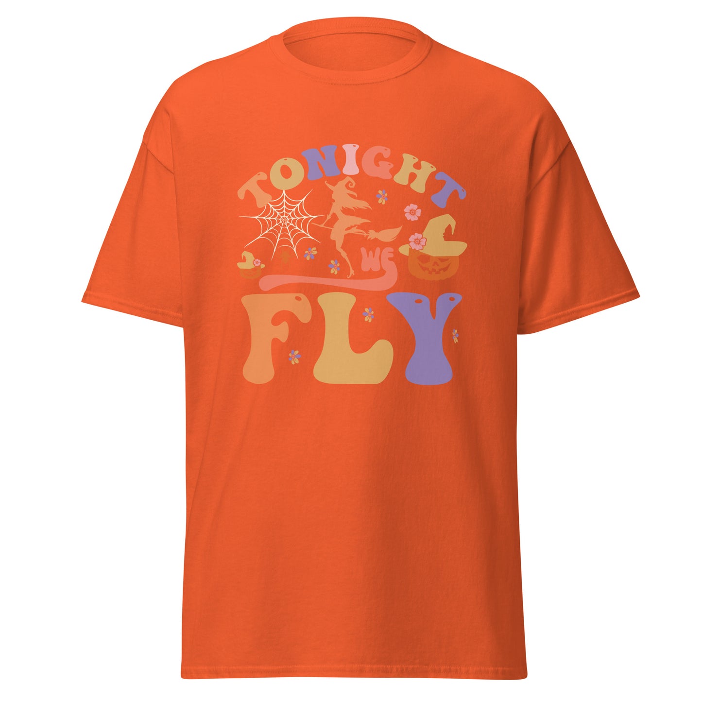 witches tonight we fly , Halloween Design Soft Style Heavy Cotton T-Shirt