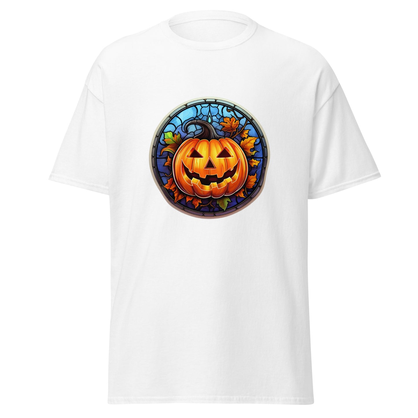 Stained glass Halloween Pumpkin , Halloween Design Soft Style Heavy Cotton T-Shirt