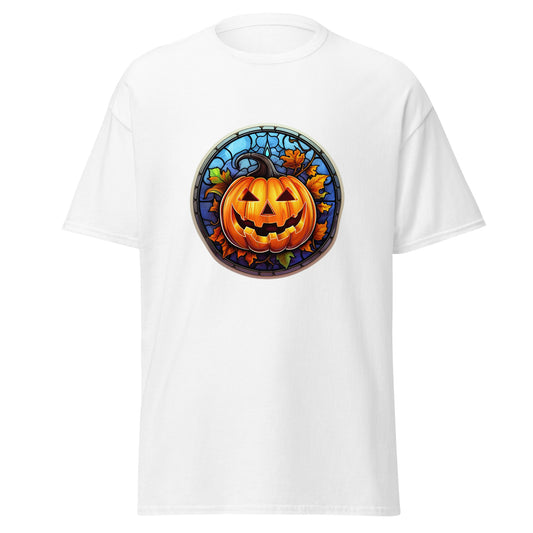 Stained glass Halloween Pumpkin , Halloween Design Soft Style Heavy Cotton T-Shirt