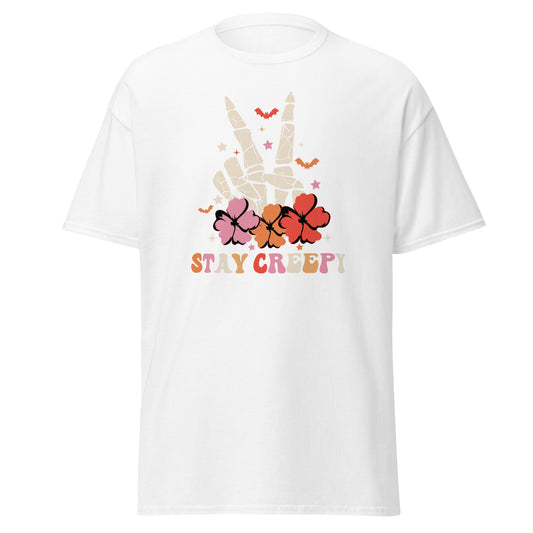 Stay Creepy Funny Trick or Treat , Halloween Design Soft Style Heavy Cotton T-Shirt