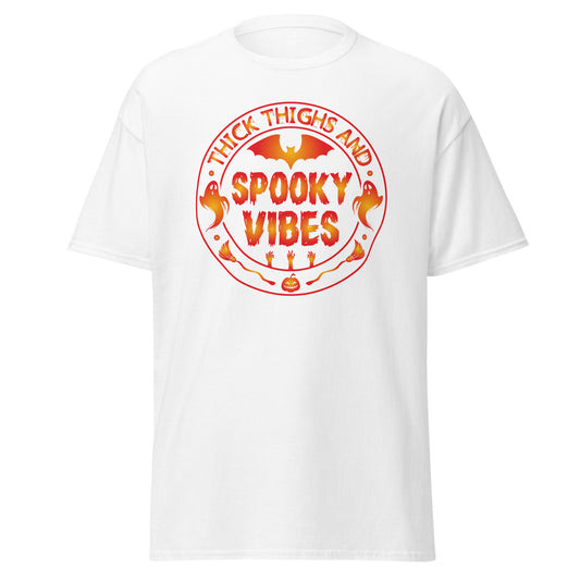 Thick Thighs And Spooky Vibes , Halloween Design Soft Style Heavy Cotton T-Shirt