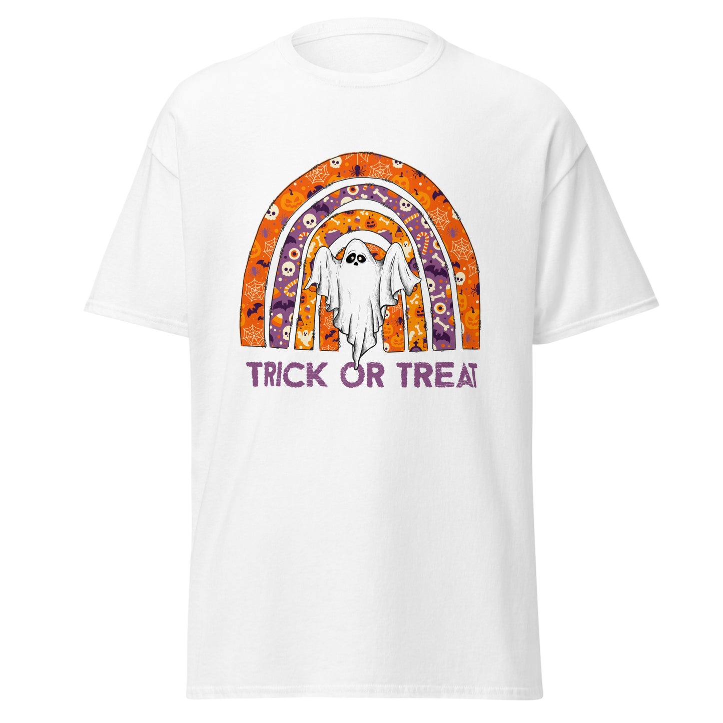 Trick Or Treat Boo Rainbow , Halloween Design Soft Style Heavy Cotton T-Shirt