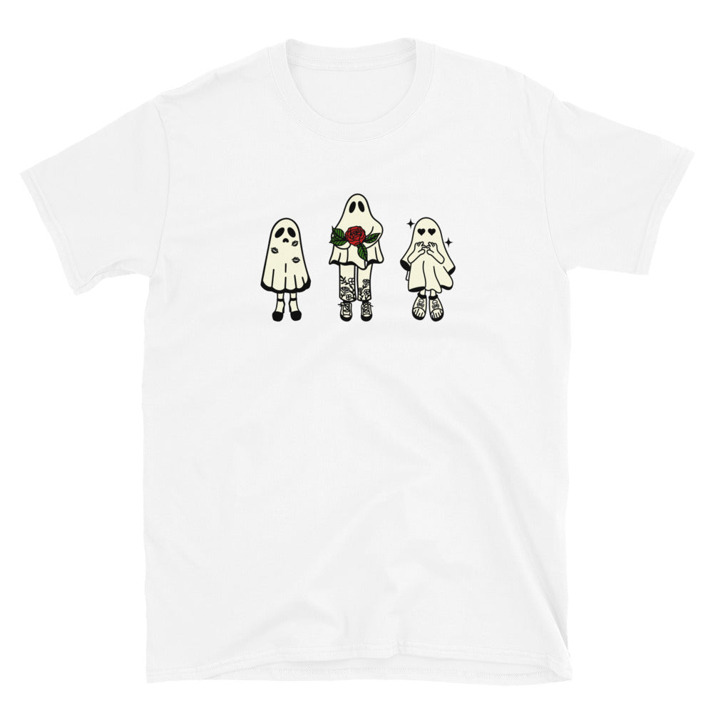 3 Cute Spooky Ghosts, Retro Halloween Fit Unisex Soft style T-Shirt